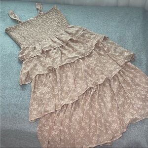Fairy Ditzy Floral Midi Dress Large Sundress Tiered Romantic Summer
